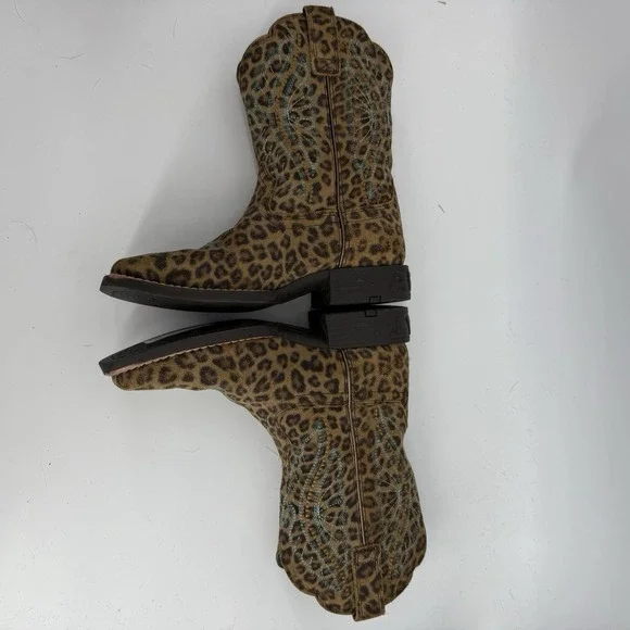 Ariat Kid's Primetime Leopard print Brown Leather US 1 Western Boot 10044422 - Picture 4 of 12